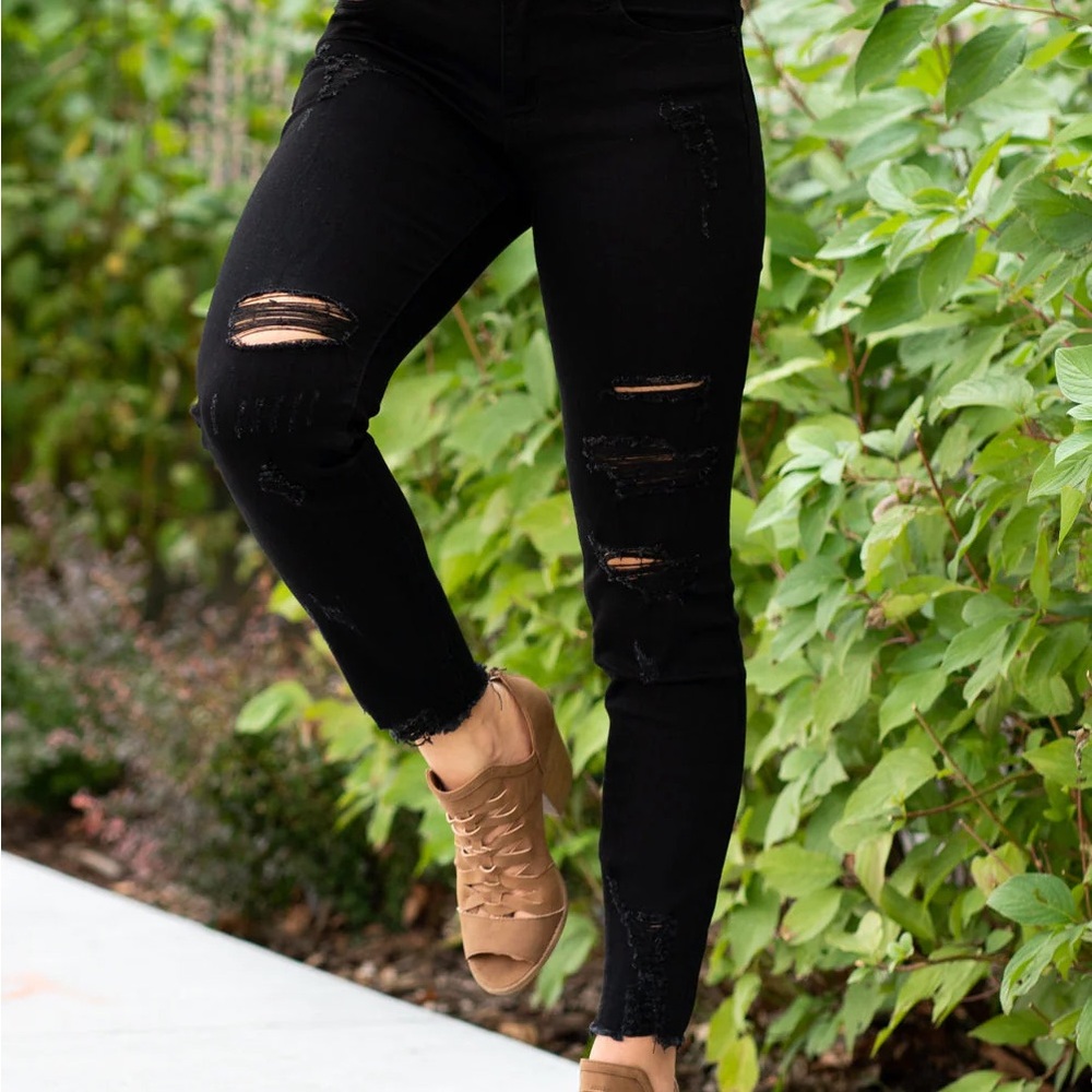 KanCan Black High Rise Distressed Jeans